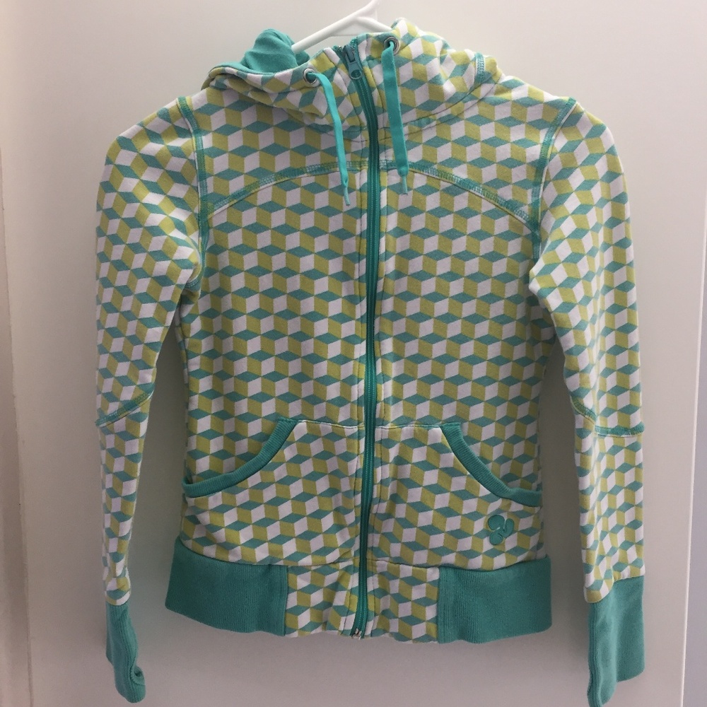 Girl's Triple Flip Green/White Cube Design Jacket